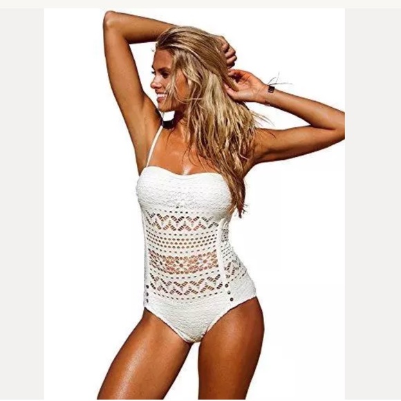white crochet bathing suit
